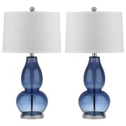 Blue Glass Hourglass Table Lamps, Set of 2