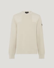 Men's Organic Cotton Commander Crewneck Jumper in Silver Birch | Belstaff UK