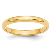 Diamond2Deal 14K Yellow Gold 2.5mm Lightweight Half Round Wedding Band Size 4