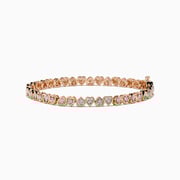 Rose Plated Sterling Silver Diamond Hearts Tennis Bracelet