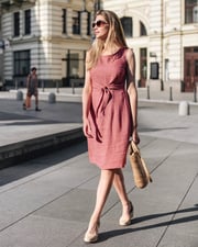 Made to order  Tie-front linen dress EDEN