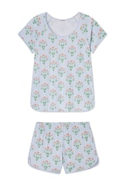 Pima Shorts Set in French Blue Watercolor Stems