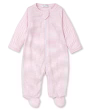 Classic Rib Pink Stripe Zip Footie