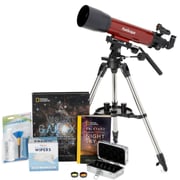 AmScope Professional Telescope Bundle Series featuring 102mm Aperture, 660mm Focal Length Refractor Telescope, Visual Galaxy book by NatGeo, Backyard Guide to the Night Sky book, and more