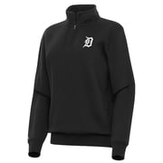 Women's Detroit Tigers Antigua Black Victory Quarter-Zip Sweatshirt