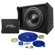 Stinger Audio Party Pack - Single 12" 700W (RMS)/1200W (Max) Loaded Ported Subwoofer Enclosure + Amplifier + Amp Wiring Kit