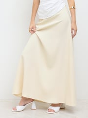 High Waist Solid Pleated Maxi Skirt