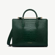The Strathberry Midi Tote - Croc-Embossed Leather Bottle Green