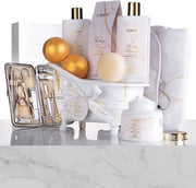 Gold Marble Bath Spa Gift Basket - 31Pc Self Care Kit