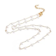 PVD Vacuum Plating 304 Stainless Steel Beaded Necklaces, with Plastic Imitation Pearl Beads and Paperclip Chains, Golden, 17.52 inch(44.5cm)