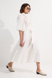 Dark Floral Tulle Plunge Balloon Sleeve Maxi Dress | Karen Millen