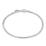 14k White Gold Curb Bracelet - 3mm