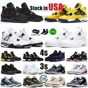 4s 3s Basketball Shoes For Mens Women Trainers Lightning Grey Sail 4 Military Black Cats Blue White Thunder Bred Lucky Green Sneakers Designer Sports Shoes With Box