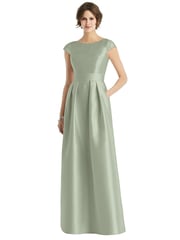 Cap Sleeve Pleated Skirt Dress with Pockets