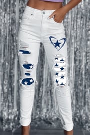 Star Raw Ripped Hem Sheath Casual Jeans