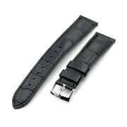 Q.R. 19mm, 20mm, 21mm or 22mm Black CrocoCalf (Italian Croco Grain)