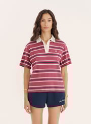 Berry Stripe Short Sleeve Polo Top- Ralph