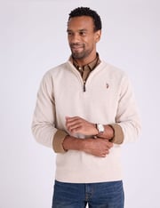 1/4 ZIP MOCK NECK FLATBACK PULLOVER