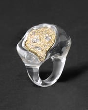 Liquid Lucite Crystal Pavé Geode Ring