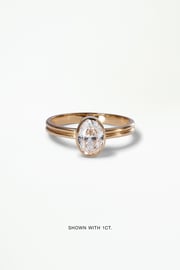 Oval Brilliant Cut Diamond Ridge Solitaire Ring