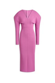 CREPE KNIT DRAPED SLEEVE DRESS