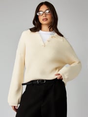 MISSGUIDED Collared Knitted Polo Top With Buttons