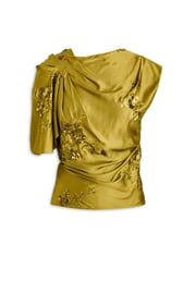BEADED SATIN DRAPED TOP
