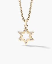 Ready to Ship - STAR OF DAVID Pendant in 14k Yellow & White Gold (35mm)