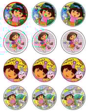 Dora the Explorer Boots Swiper Backpack and Party Hats Edible Cupcake Topper Images ABPID06246