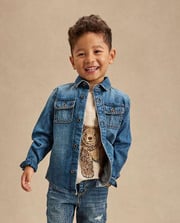 Kids Denim Button Up Shirt - Little Essentials - Blue