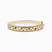 Watercolor 14k Yellow Gold Bezel Set Multi Sapphire Bangle