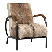 Laney Occasional Chair In Natural Brown And White Finish With Black Frame