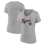 Women's Detroit Tigers Gray Team Lockup V-Neck T-Shirt