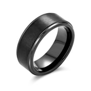 Plain Titanium Wedding Band Ring Beveled Gunmetal Black Silver Gold Plated 8MM