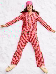 Printed Flannel Pajama Pant Set for Women