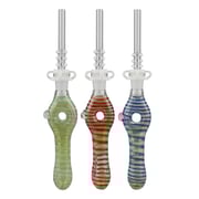 Glass Donut Dab Straw 10mm Quartz Tip