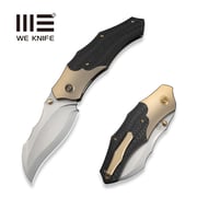 WEKNIFE Orc Boss Thumb Stud Knife Champagne Titanium Handle With Twill Carbon Fiber Inlay (3.82" Stonewashed CPM 20CV Blade) WE24042-2
