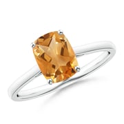 Prong-Set Cushion Citrine Solitaire Ring