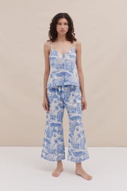 Cami Top and Wide Leg Trouser Set Loxodonta Print Blue
