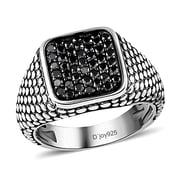 D'Joy Black Diamond 1.00 ctw Men's Ring in Sterling Silver (Size 10.0)