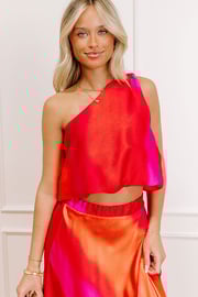 Moonlit Lagoon Satin Top in Red