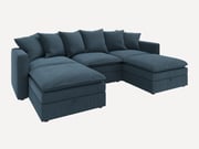 HONBAY 5-Piece Plush double-layer Cushion Corduroy Modular U-Shaped Sectional Cloud Sofa