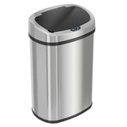 13 Gallon Stainless Steel Sensor Kitchen Trash Can with Odor Filter – Oval Touchless Trash Bin