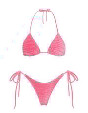 VINCA - PRINC Pink Velvet Triangle Bikini Set