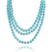 Classic Western Hand Knotted 10MM Bead 70" Long Blue Turquoise Strand Necklace