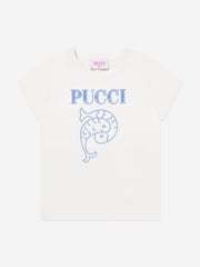 Girls Logo Print T-Shirt in Ivory