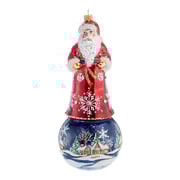 Santa with Winter Village Scene Ornament