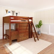 Full High Angled Ladder Loft with 5 Drawer Dresser, Desk & Two Bookcases