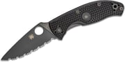 Spyderco Lightweight Tenacious Folding Knife 3.39 inch Black Oxide Serrated Blade, Black FRN Handles