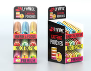 LyvWel Caffeine Nootropic Energy Pouches Pre-Loaded Store Display